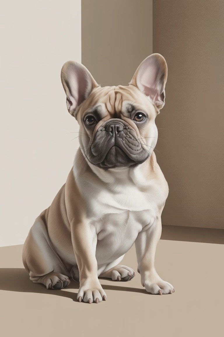 Realistische beige Französische Bulldogge